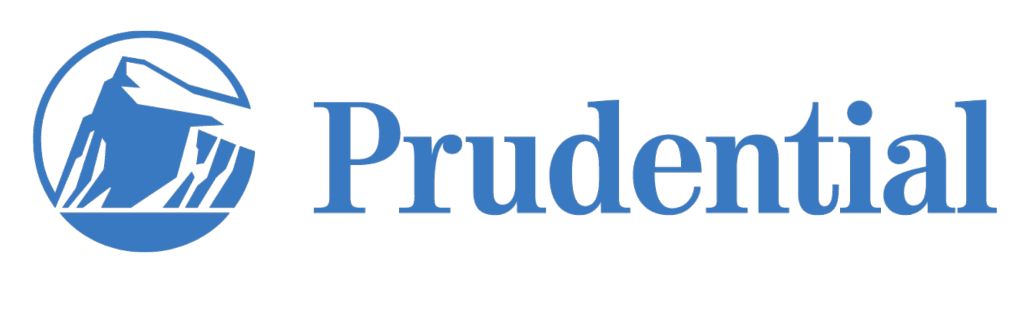 Prudential logo featuring a stylized figure and text in blue.