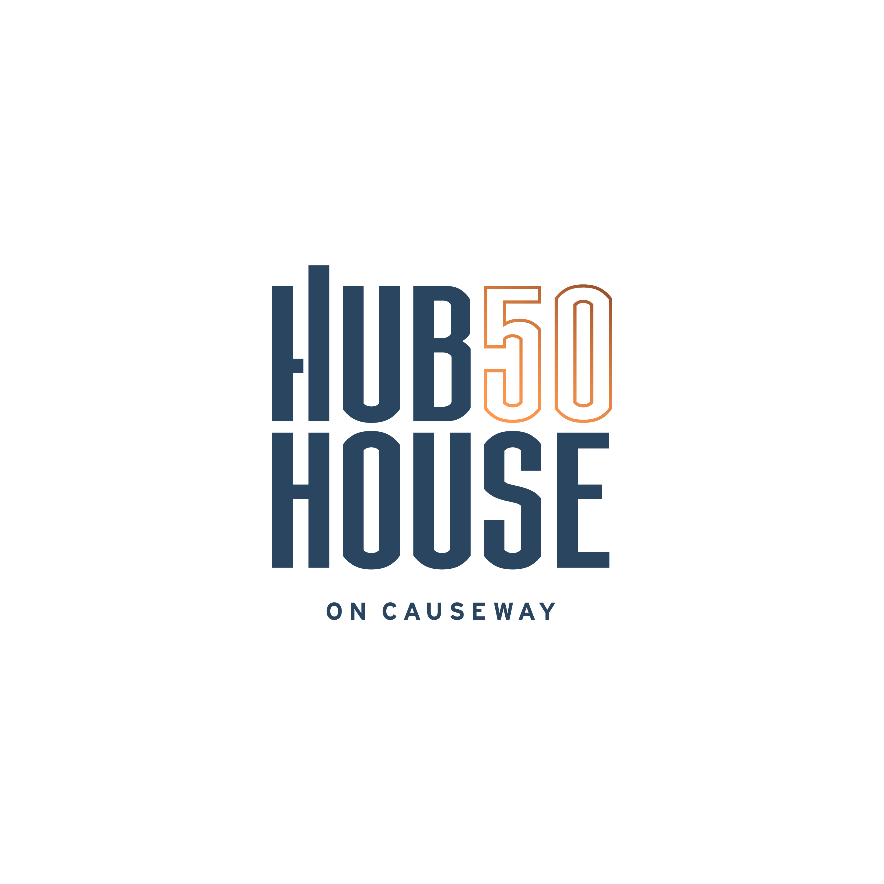 Logo of Hub50House featuring bold text and a colorful design.