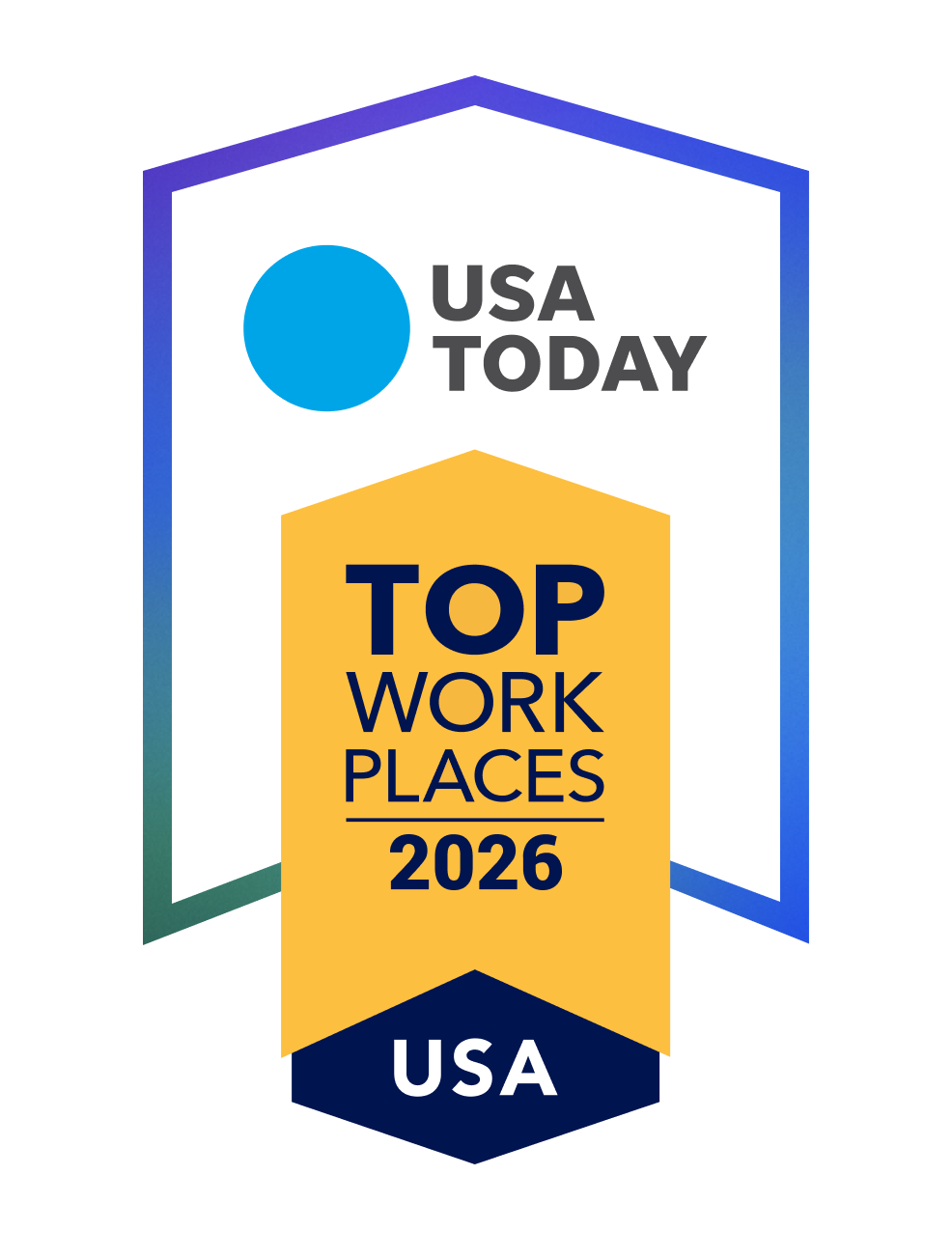 USA Today Top Workplaces 2026 badge.
