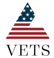 Logo featuring a stylized triangle with American flag colors.