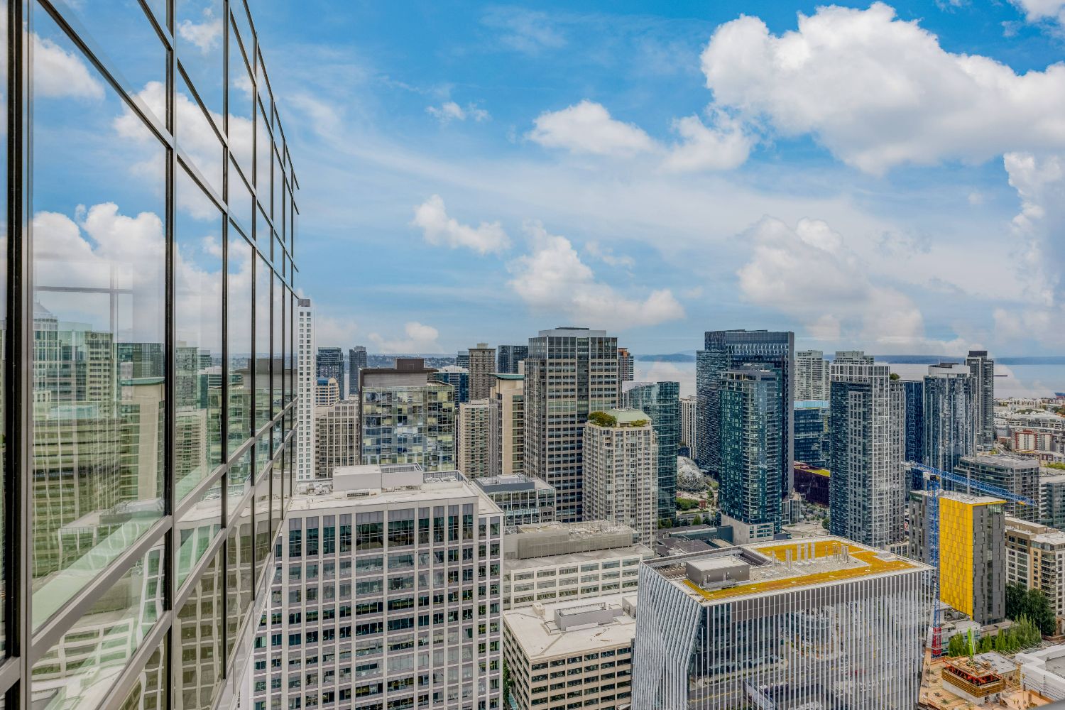 Panoramic view of Seattle's skyline from apartments.