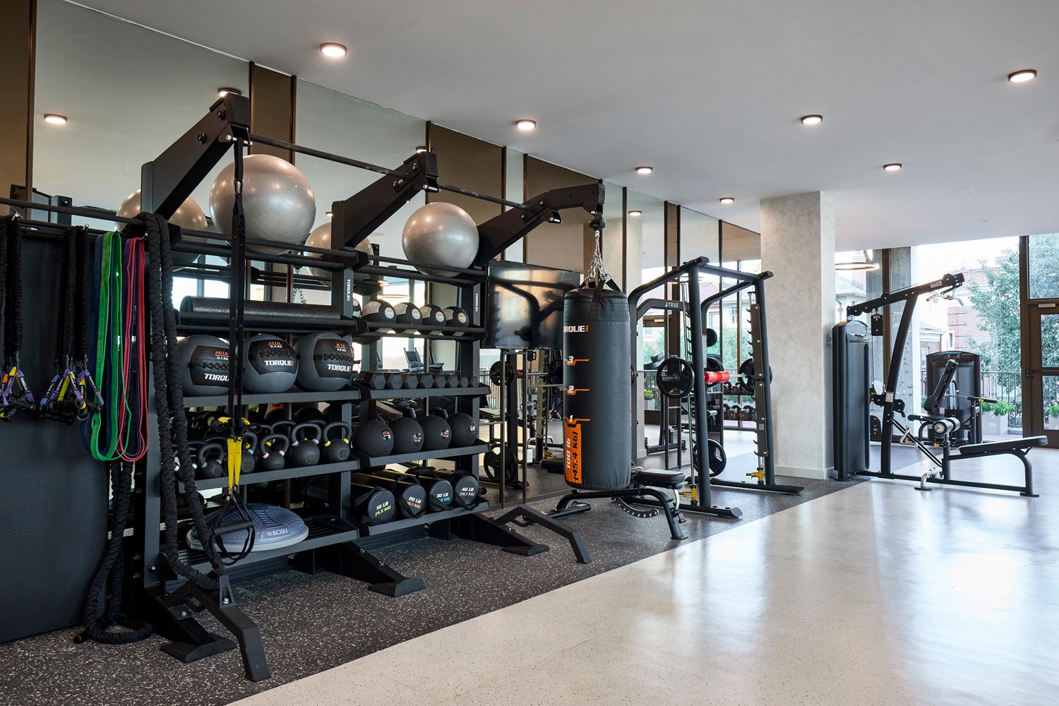 Build strength and endurance in Aviator House’s fully equipped fitness center, featuring free weights, functional training gear and heavy bags