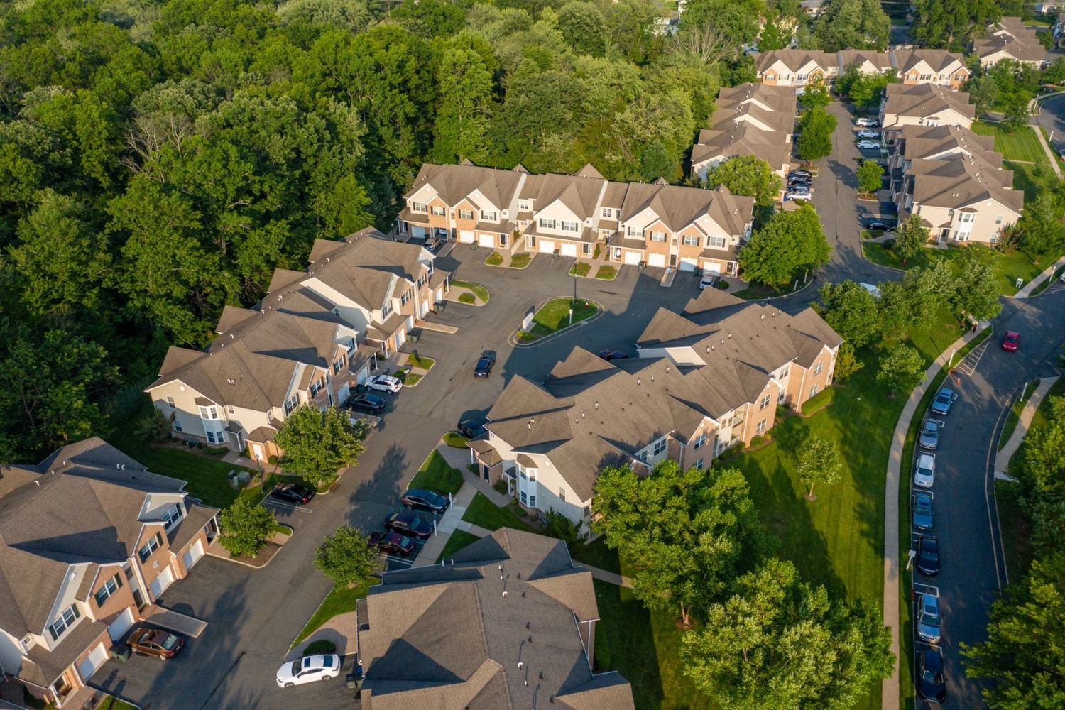 Aerial view of community and residences