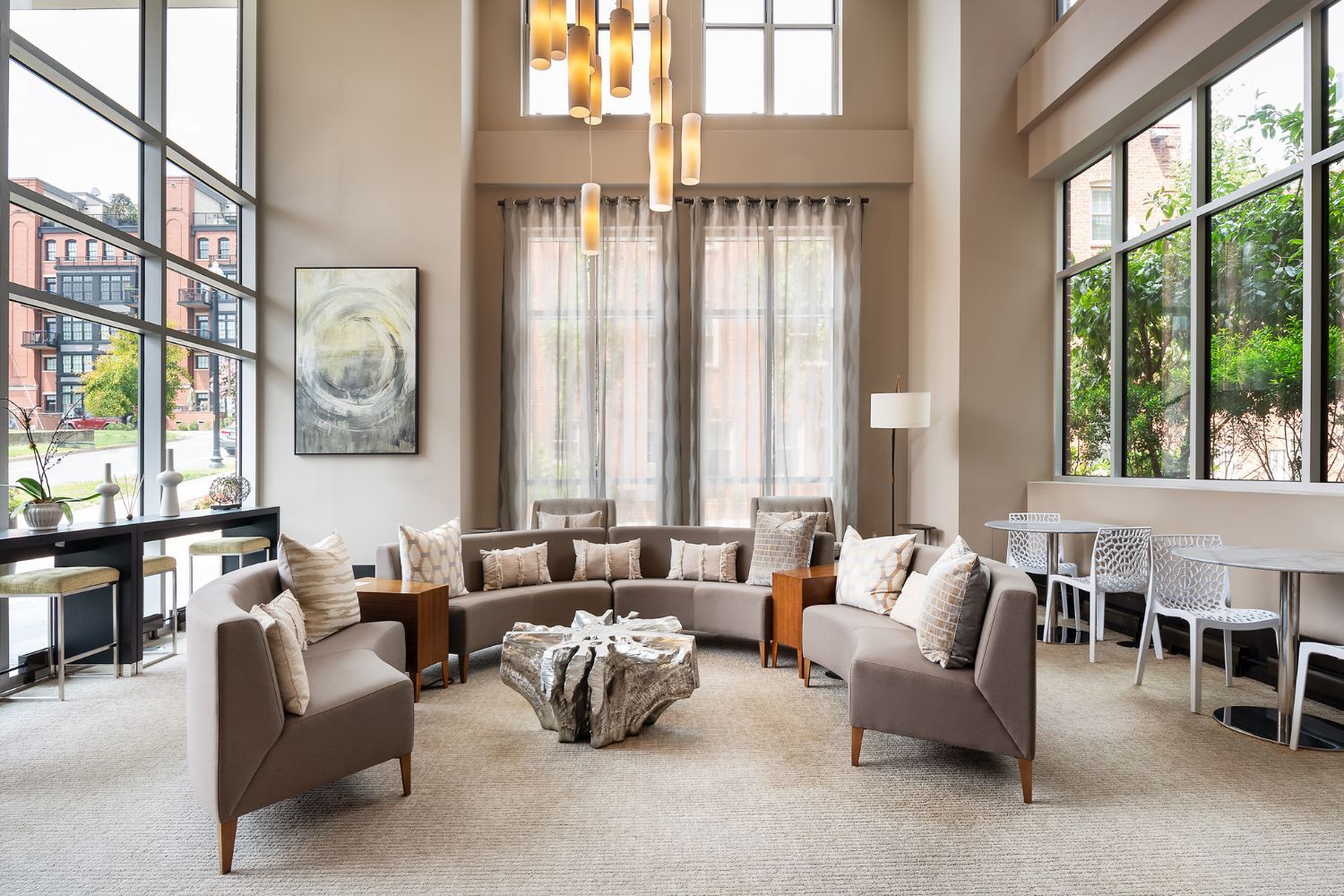 Experience a warm welcome from our open-air living room lobby.