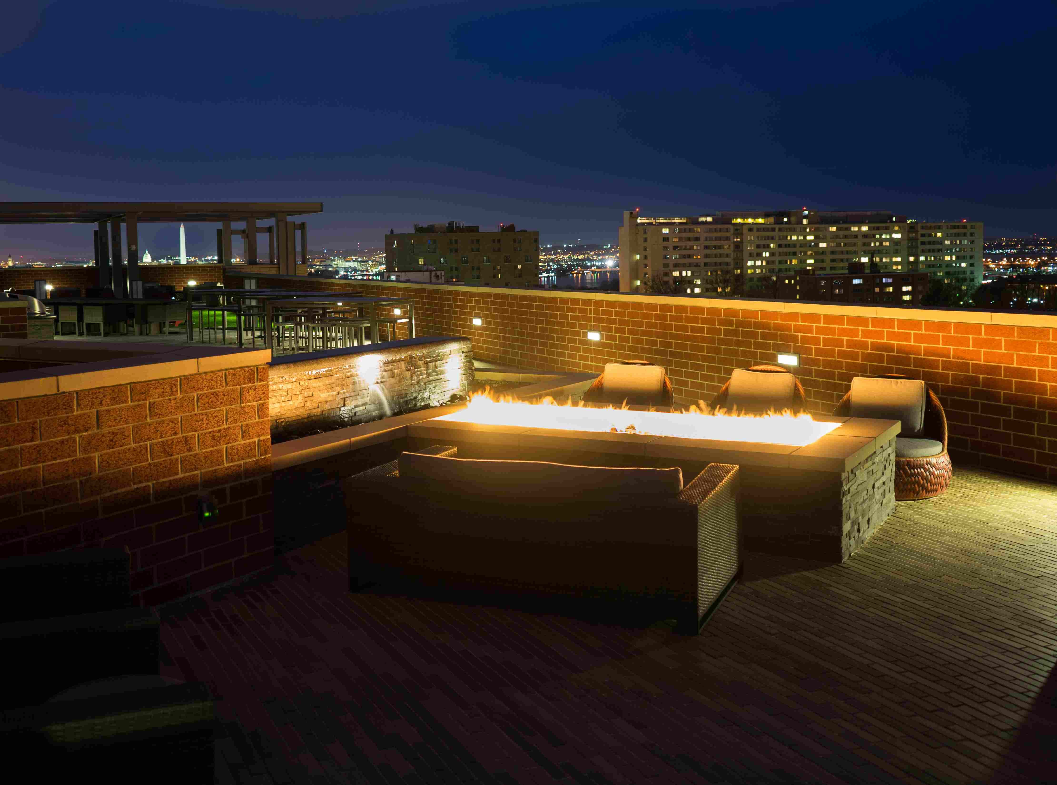 Rooftop Deck at dusk.