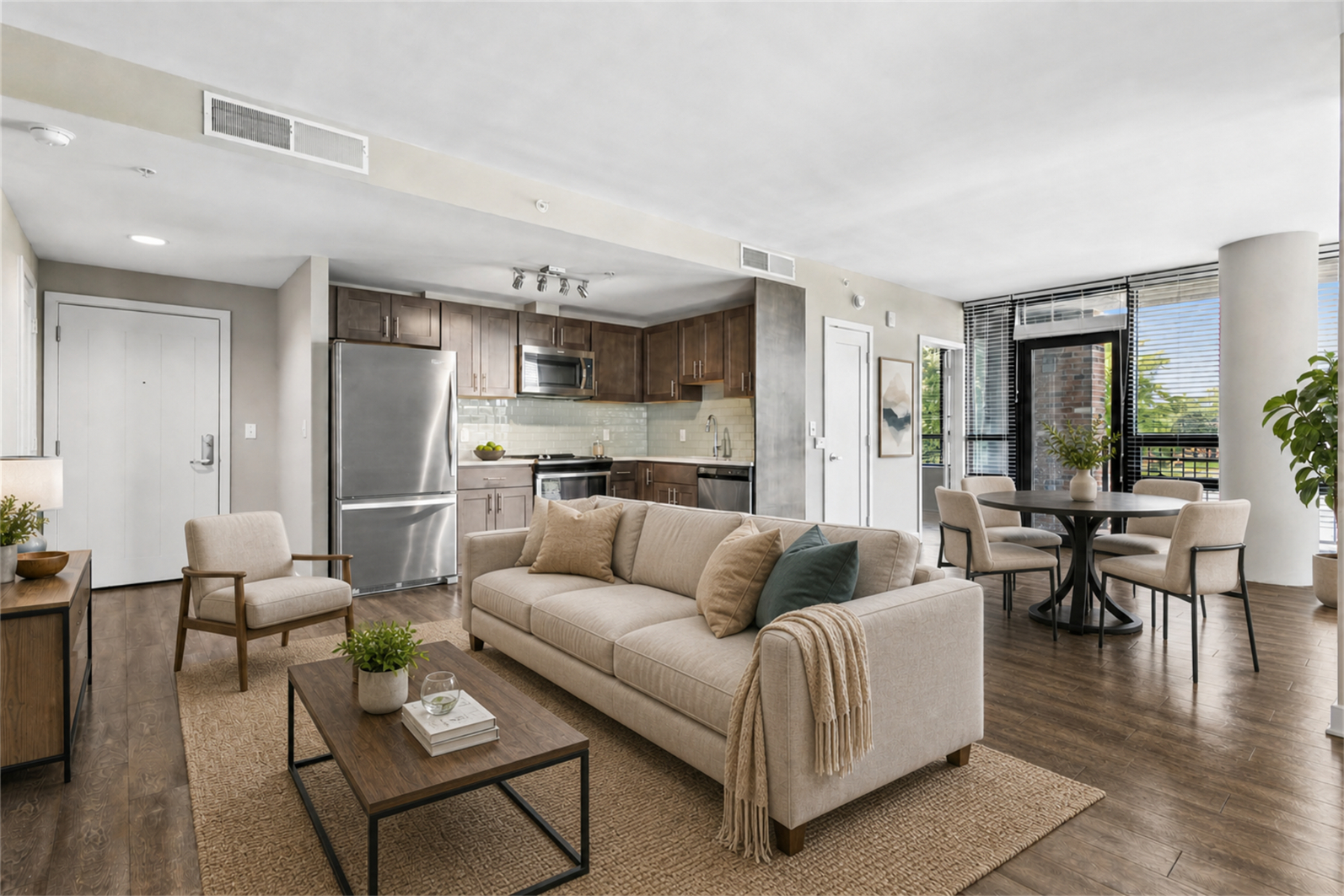 Spacious layouts with wood flooring