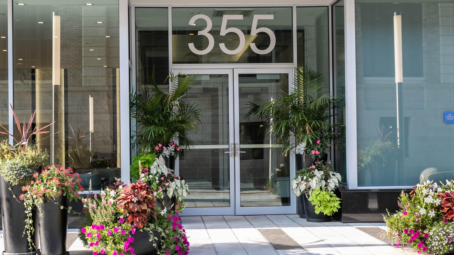 Close-up of building entrance.