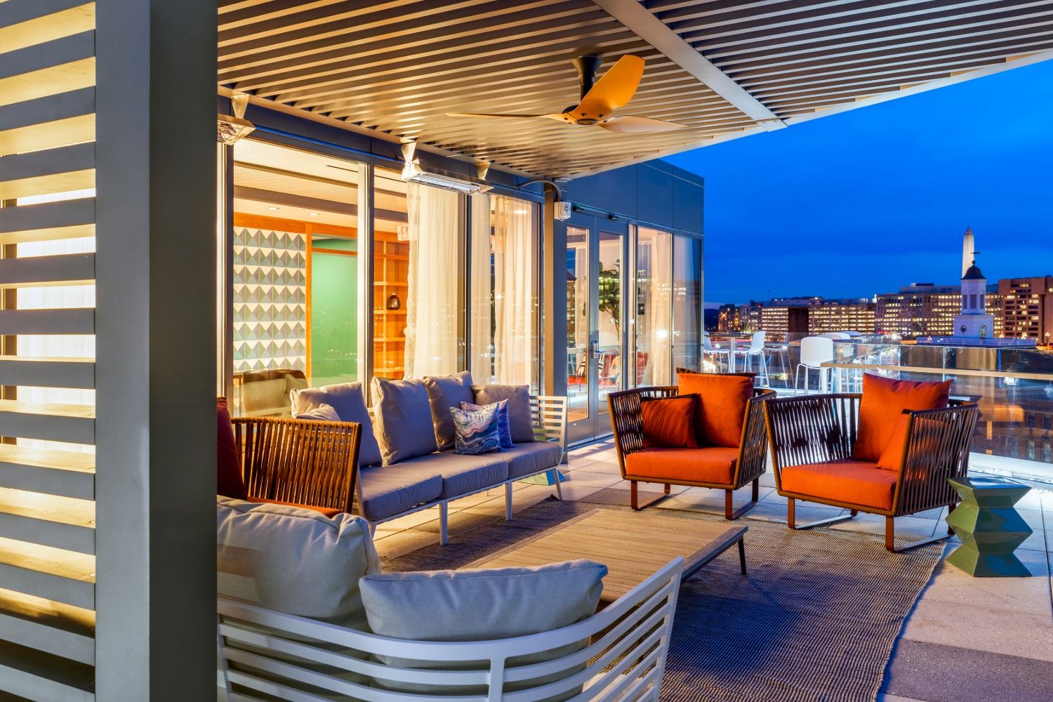 Rooftop entertainming space with amazing views.