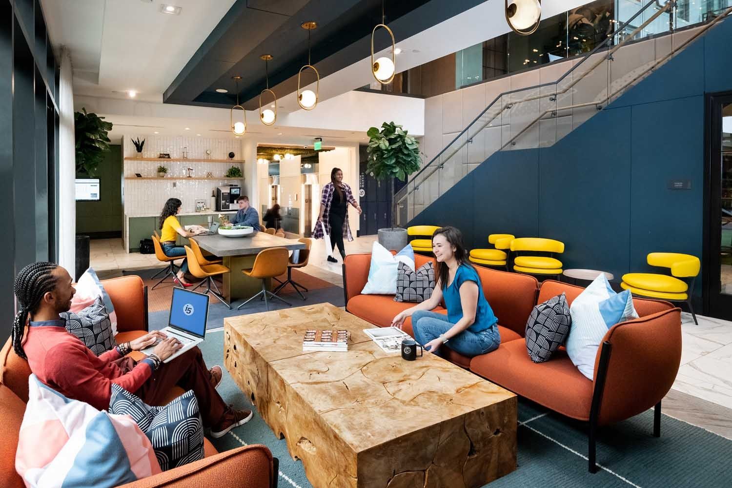 Co-working lounge offering comfort and convenience