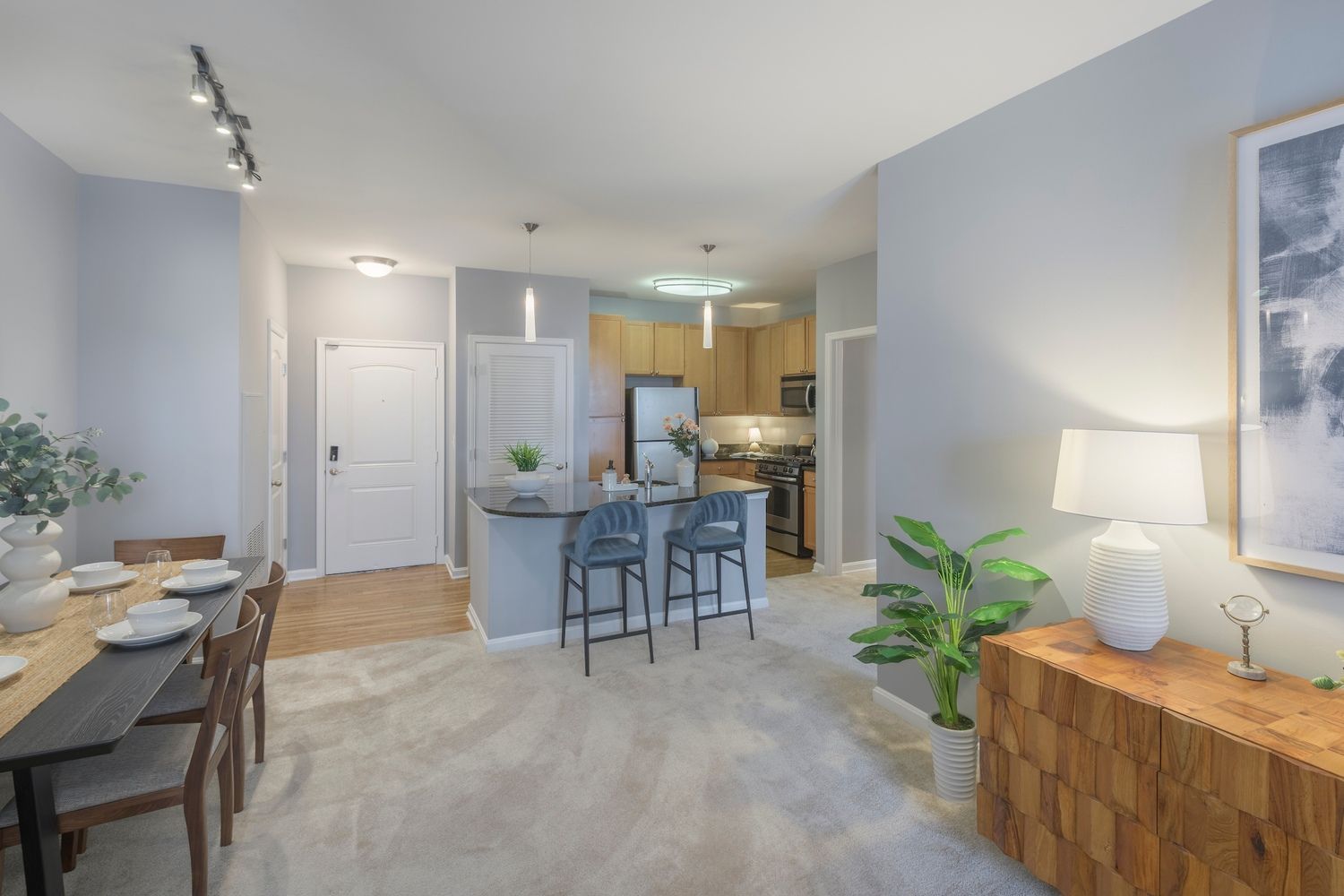 Photo of dining and kitchen