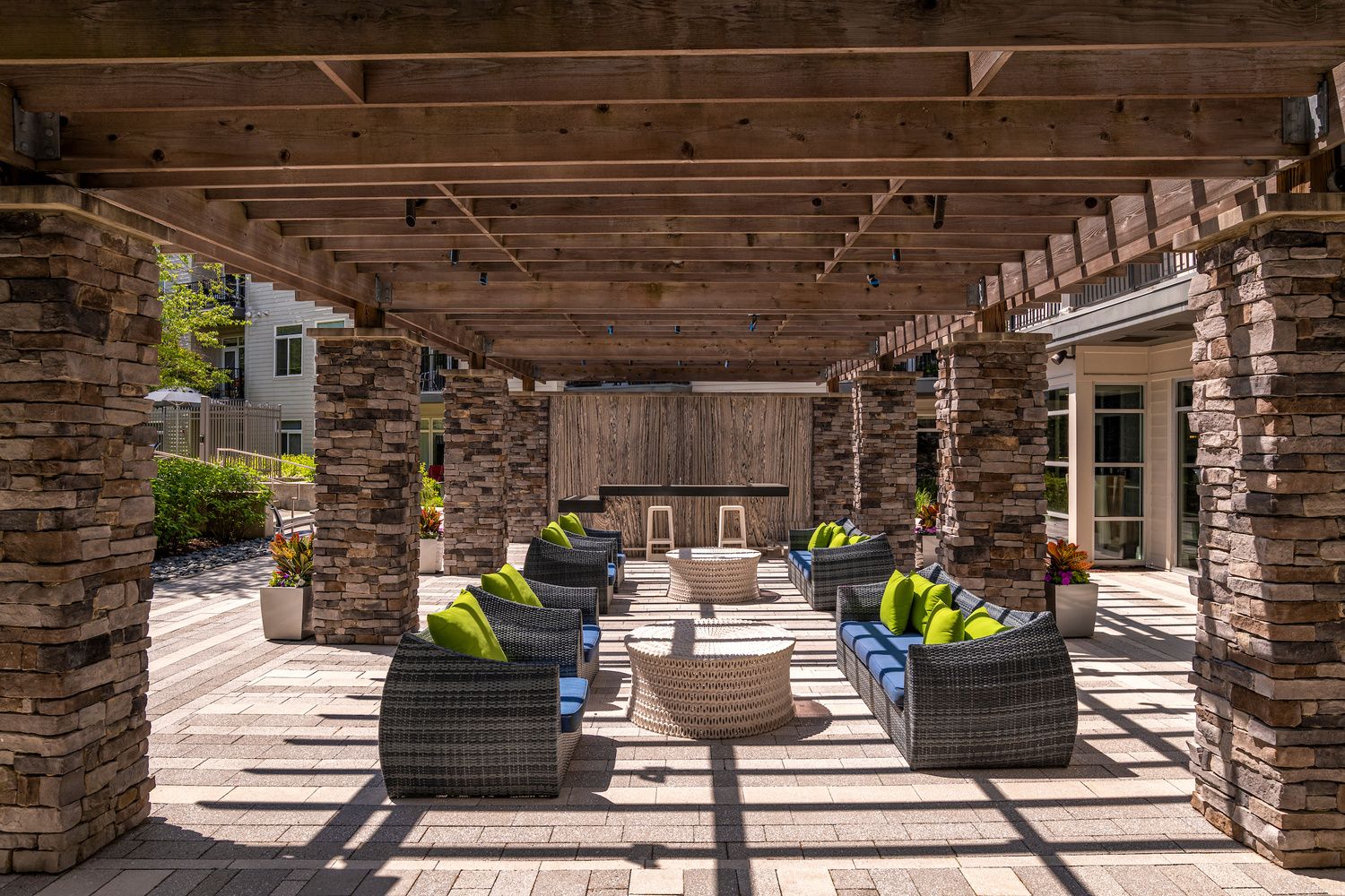 Comfortable seating under the pavilion