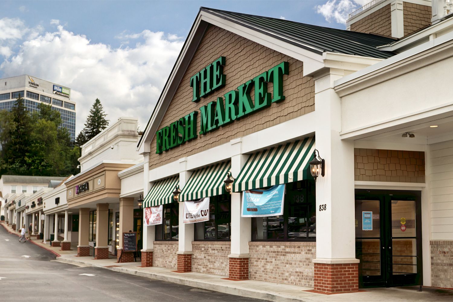 Enjoy easy access to delightfully gourmet groceries at the Fresh Market across from Towson Town Center.