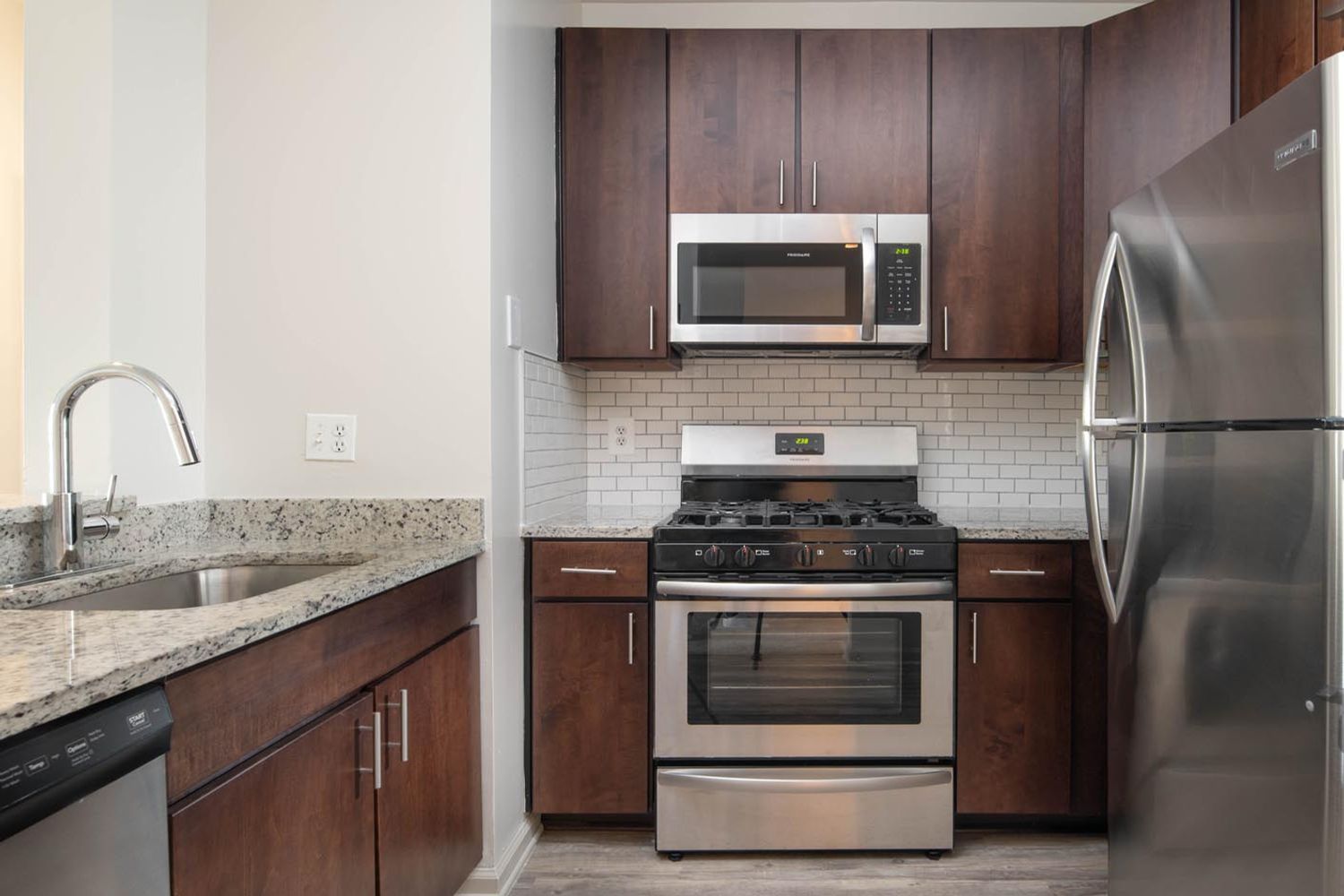 Each kitchen is equipped with gas stove tops