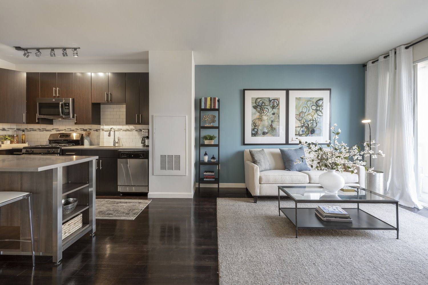 Apartment kitchen and living room