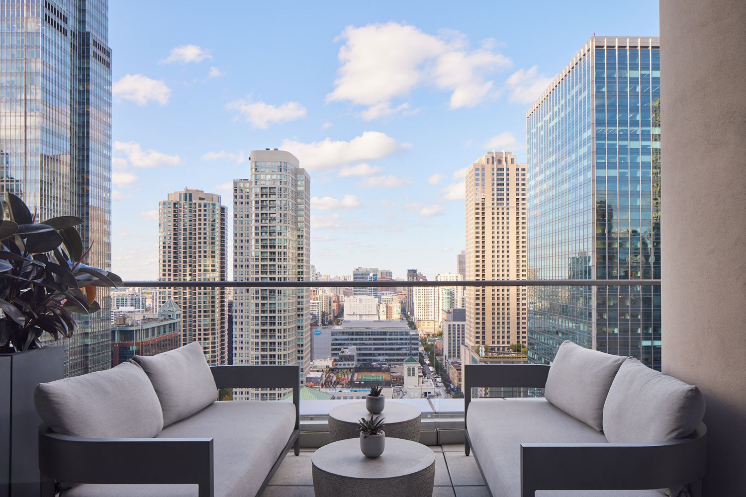 Entertain guests after dark from the terraces on floors 28 and 29.