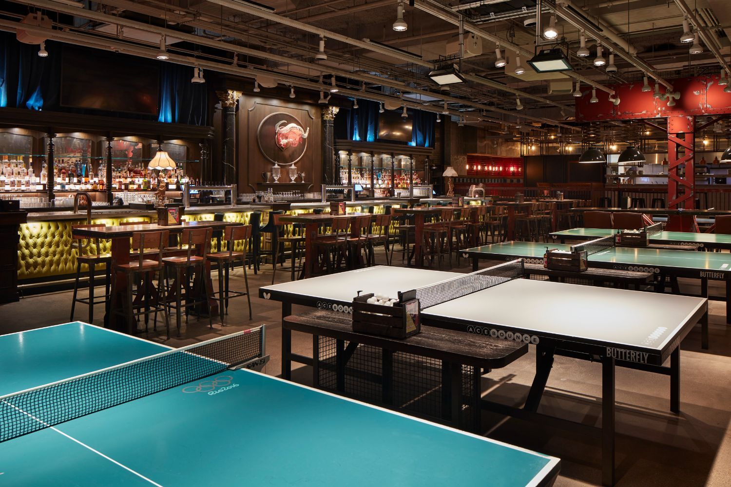Warm up and join in at AceBounce's group based social ping pong room.