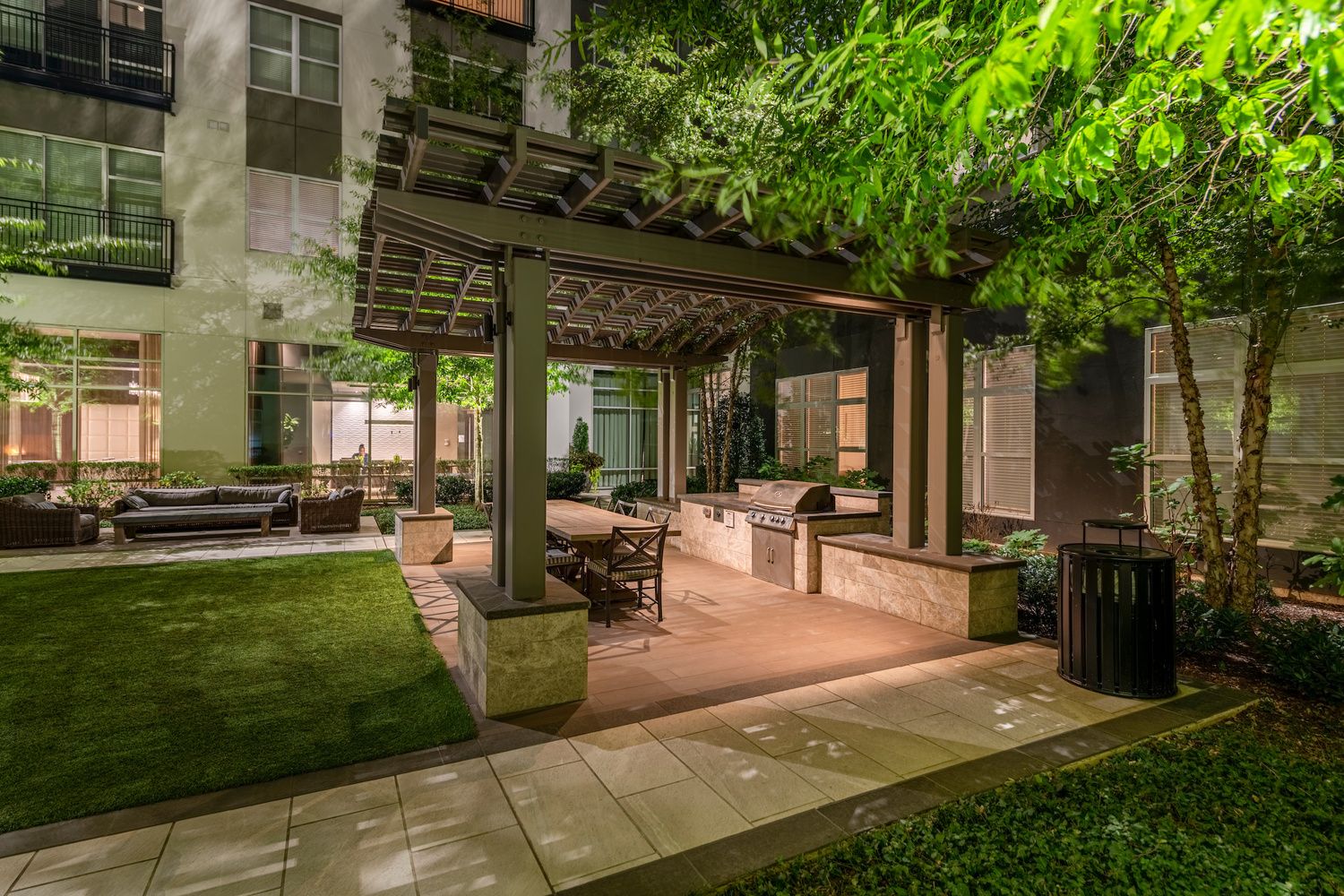 Outdoor kitchen and grill area