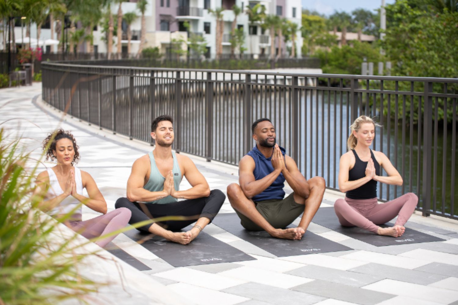 Yoga on the riverwalk