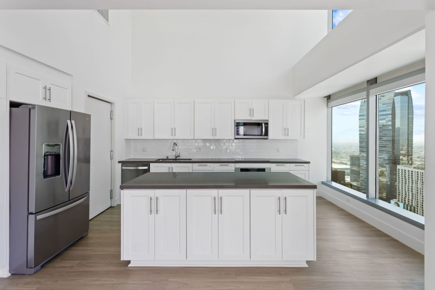 Penthouse kitchen is perfect for hosting.
