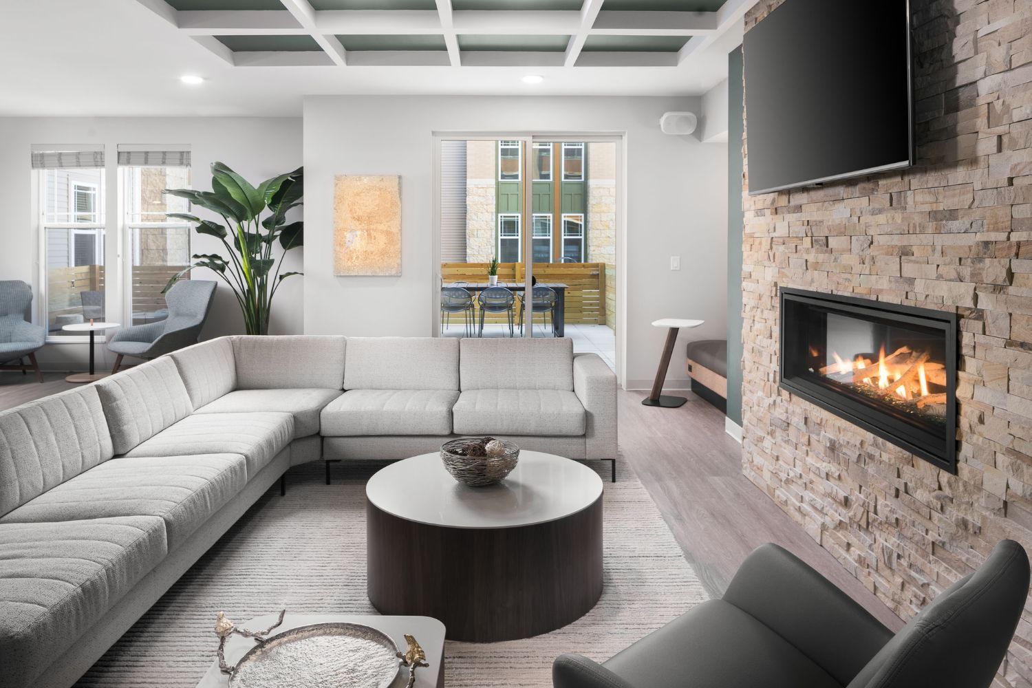The Fireside Lounge's communal kitchen and private event space inspires connection.