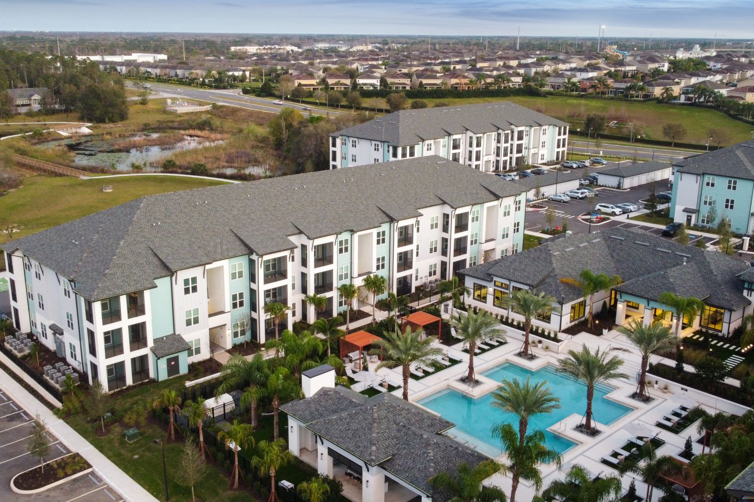 Aerial view of buildings