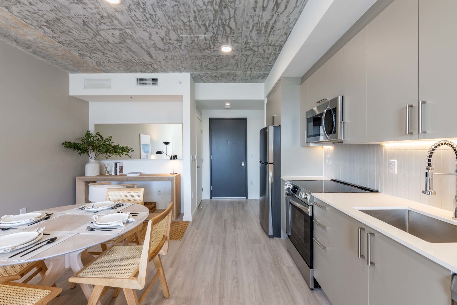 Open concept floorplans with ample kitchen and dining space