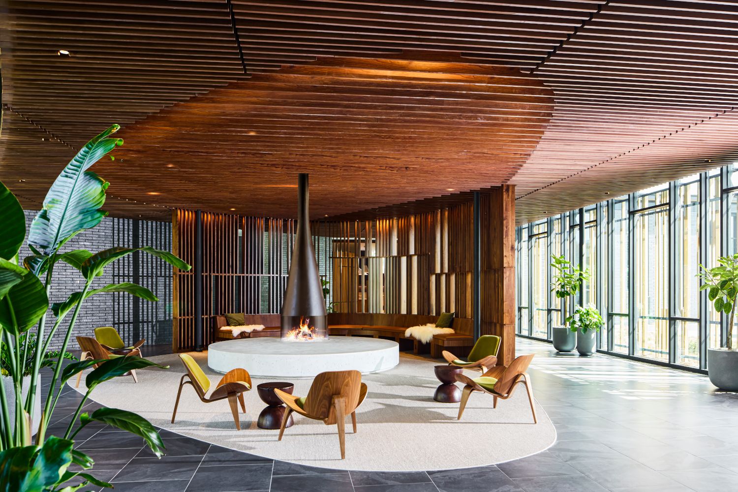 Lounge fireside in the Astrid lobby