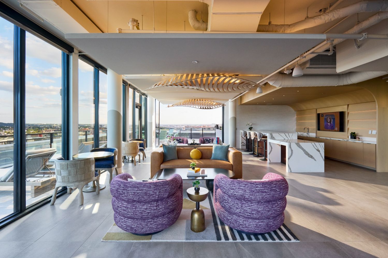 Revel in sun soaked rooftop louunge spaces