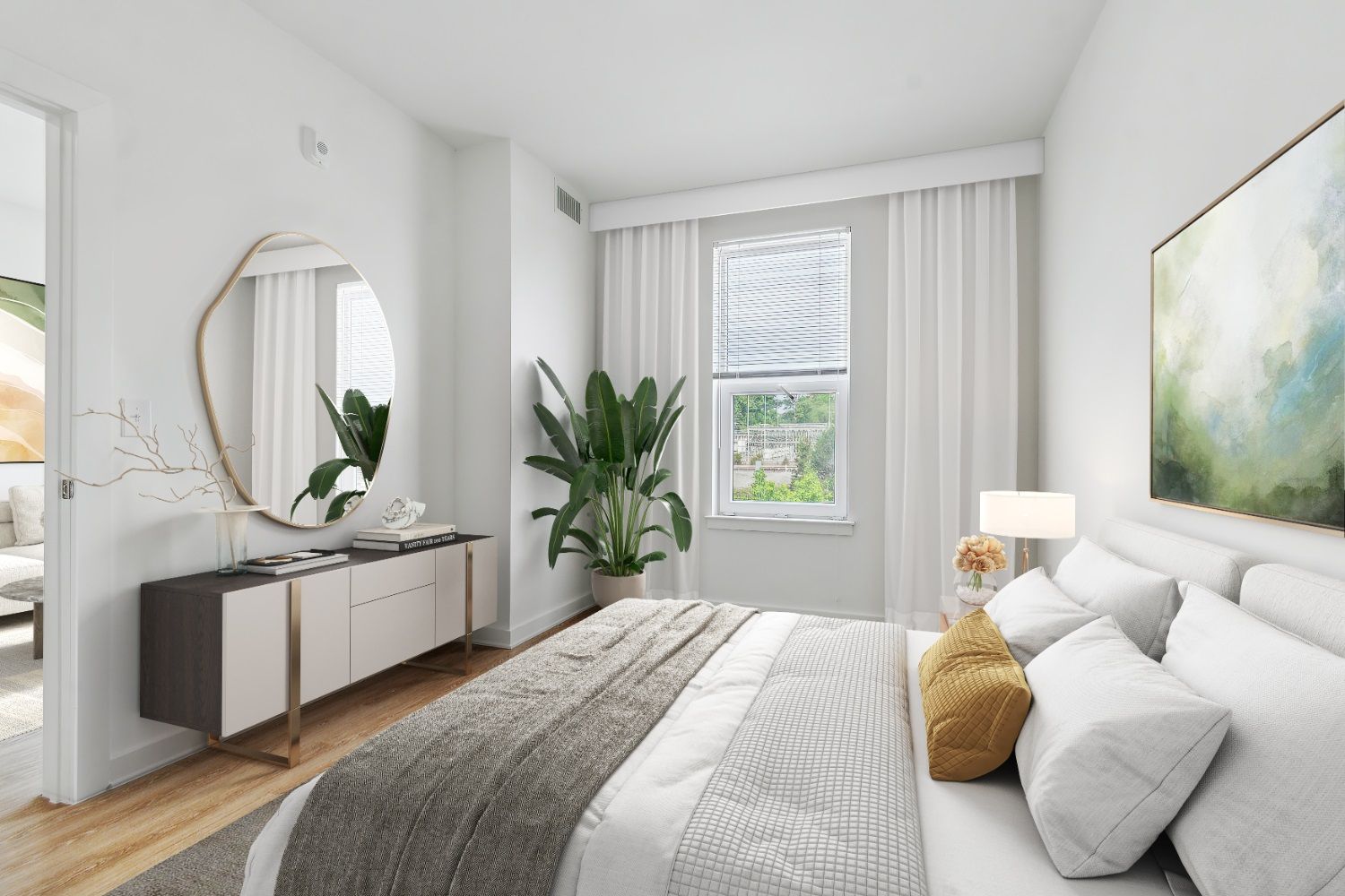 A serene retreat layered with soft textures and modern ease.