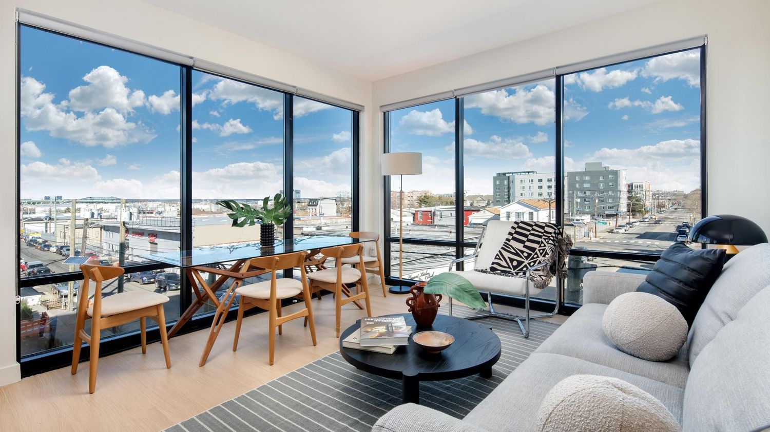 Living room with floor-to-ceiling windows