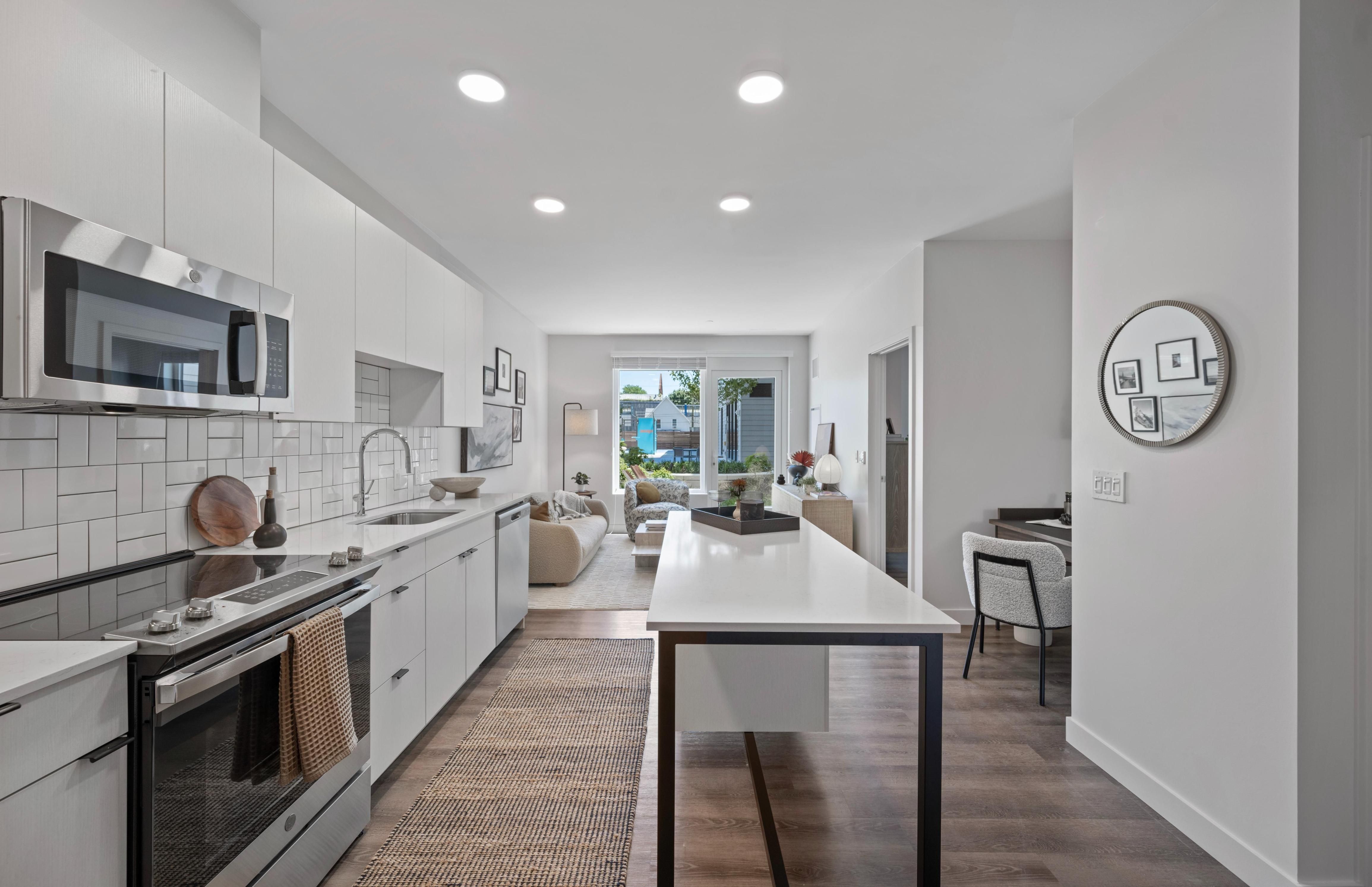 Second angle of kitchen and living area.