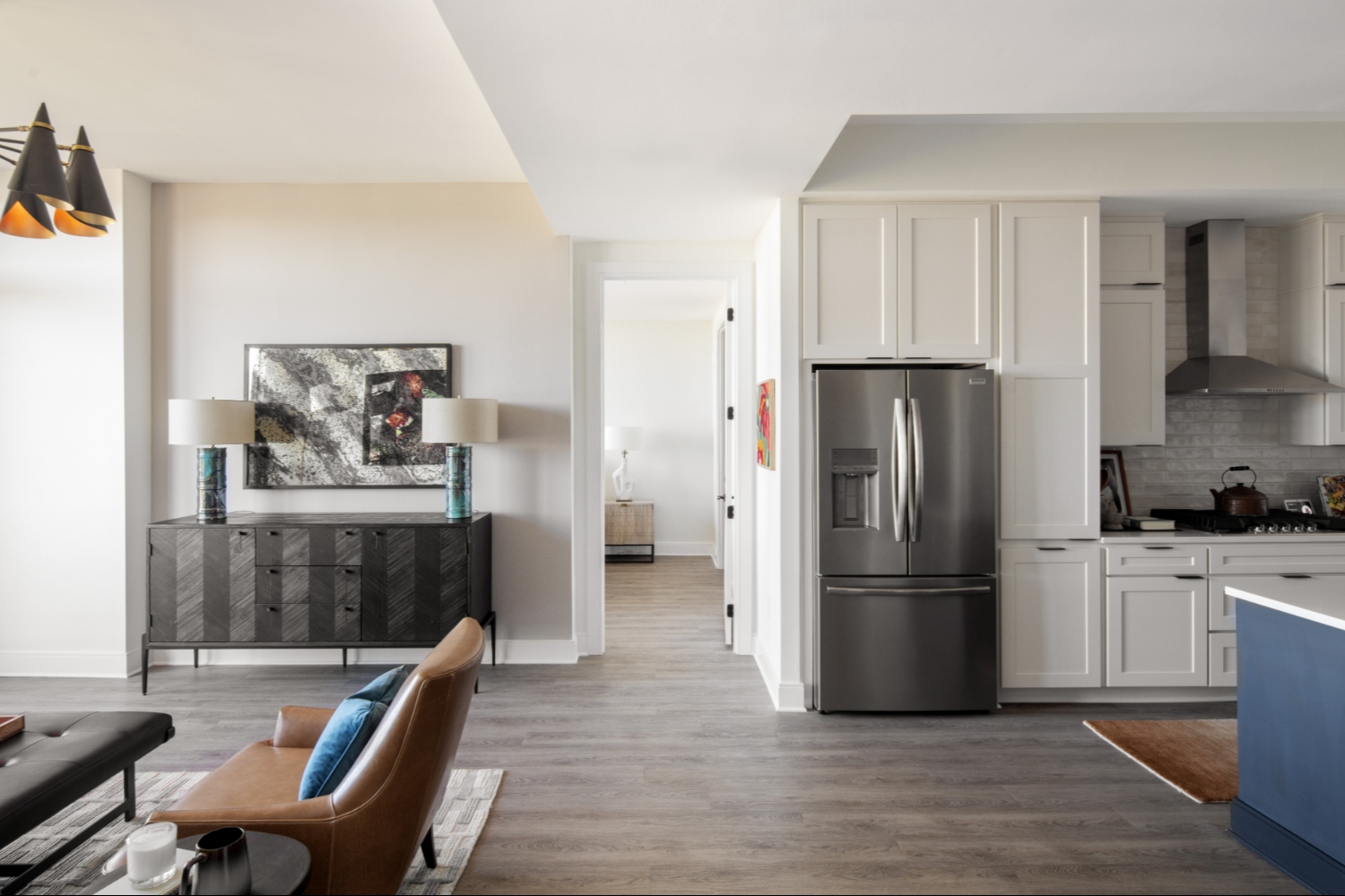 Oro Ballantyne Two Bedroom Apartment Kitchen and Living Room