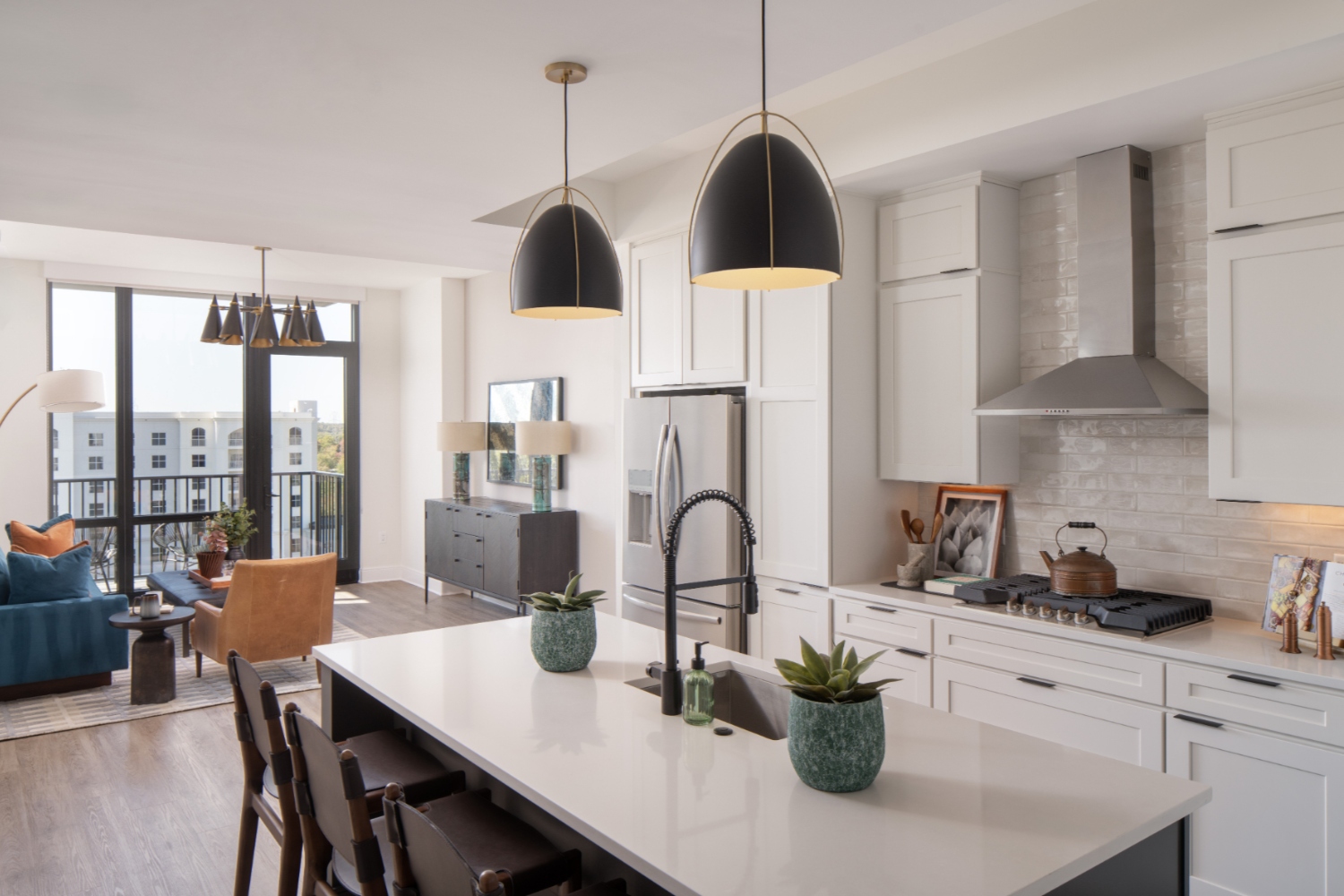 Oro Ballantyne Two Bedroom Apartment Kitchen and Living Room