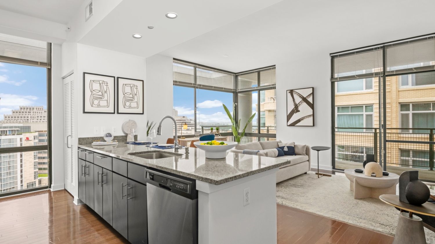 Photo of kitchen and living