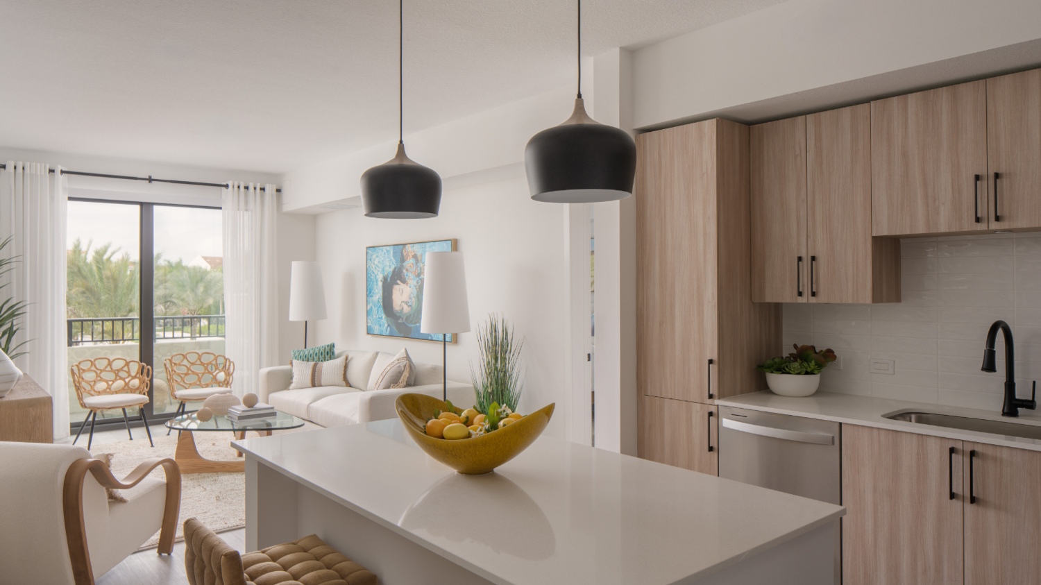 Affina_LuxuryApartments_KitchenLiving1_KendallFlorida