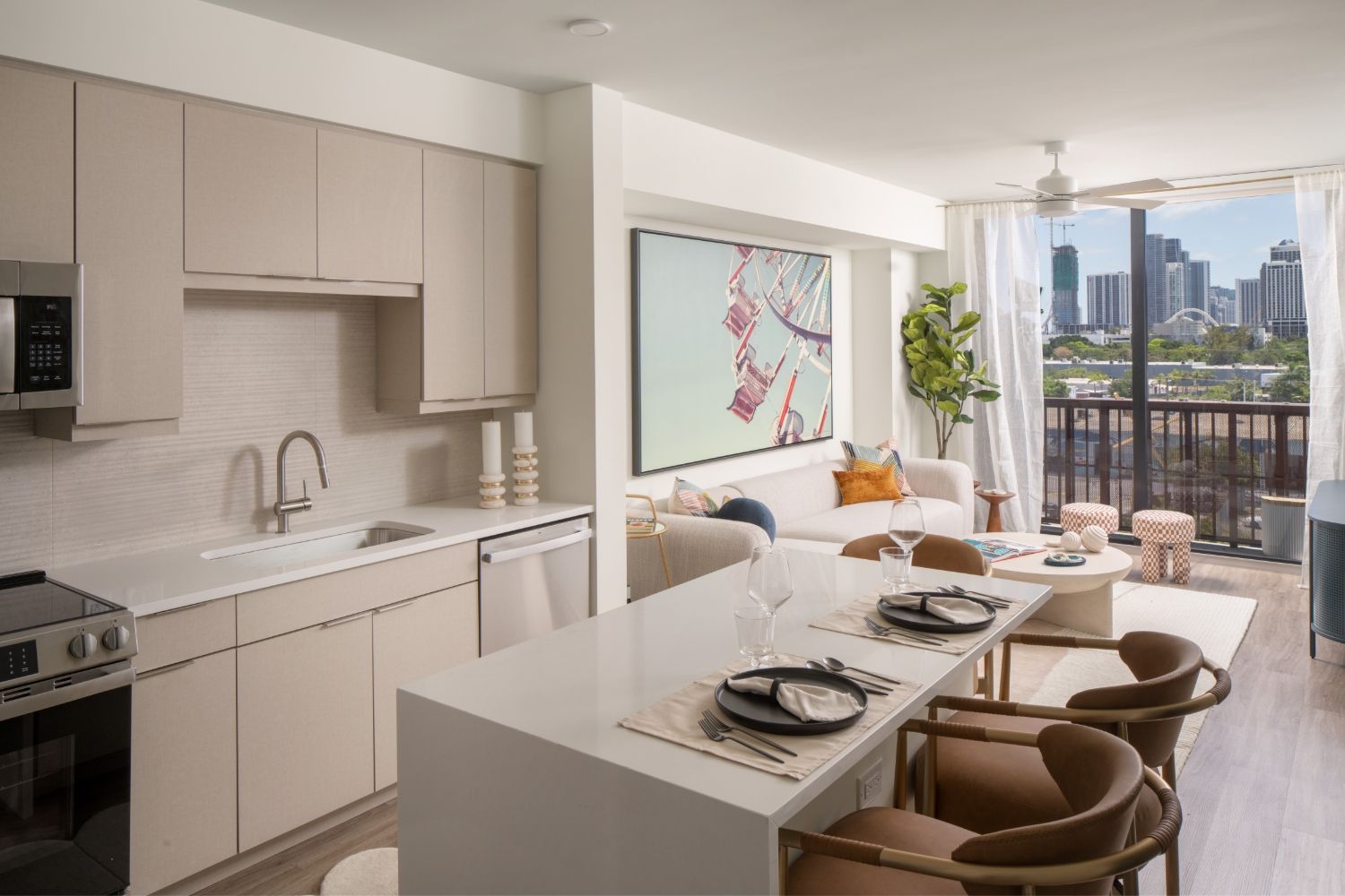 AmaraWynwood_LuxuryApartments_KitchenLiving_MiamiFlorida