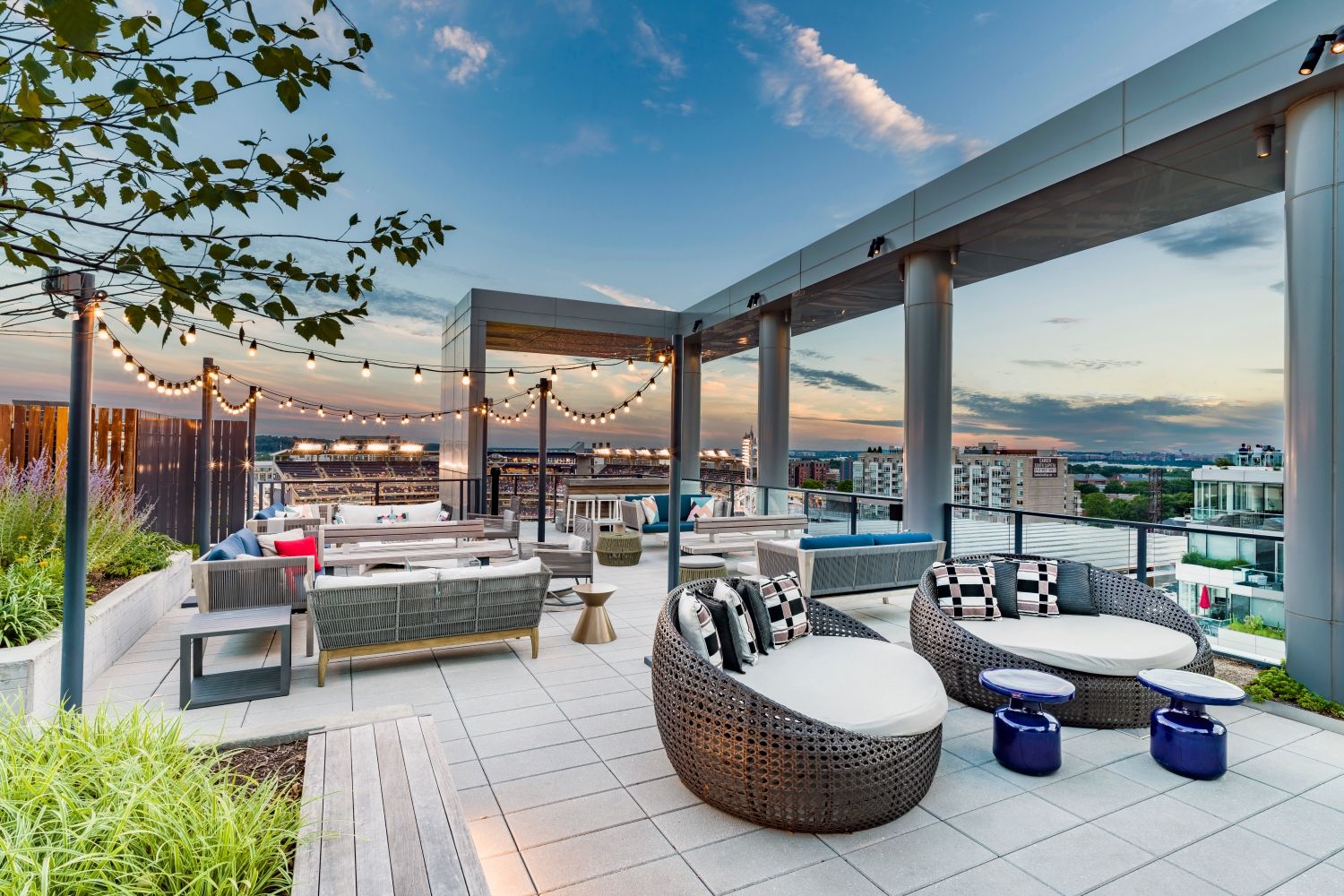 Kick back and take in the panoramic views of D.C. on our skyline deck