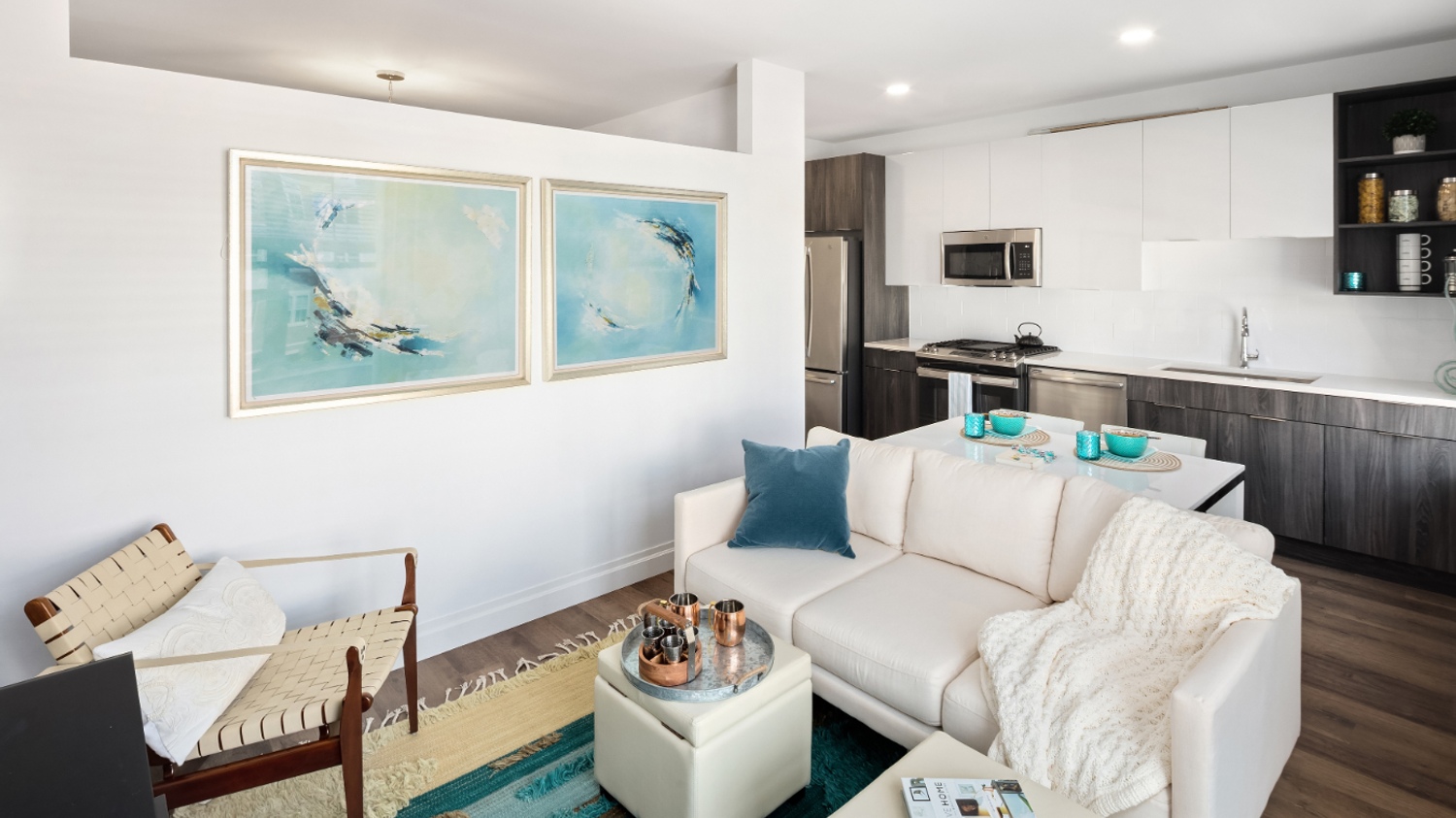 Small living room and kitchen.