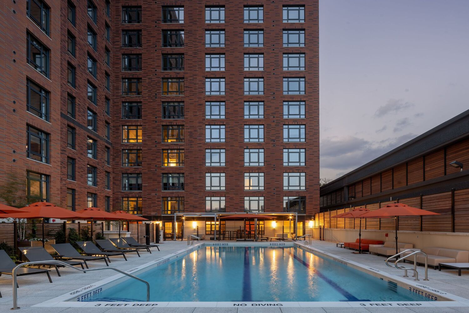 Pool deck at sunset
