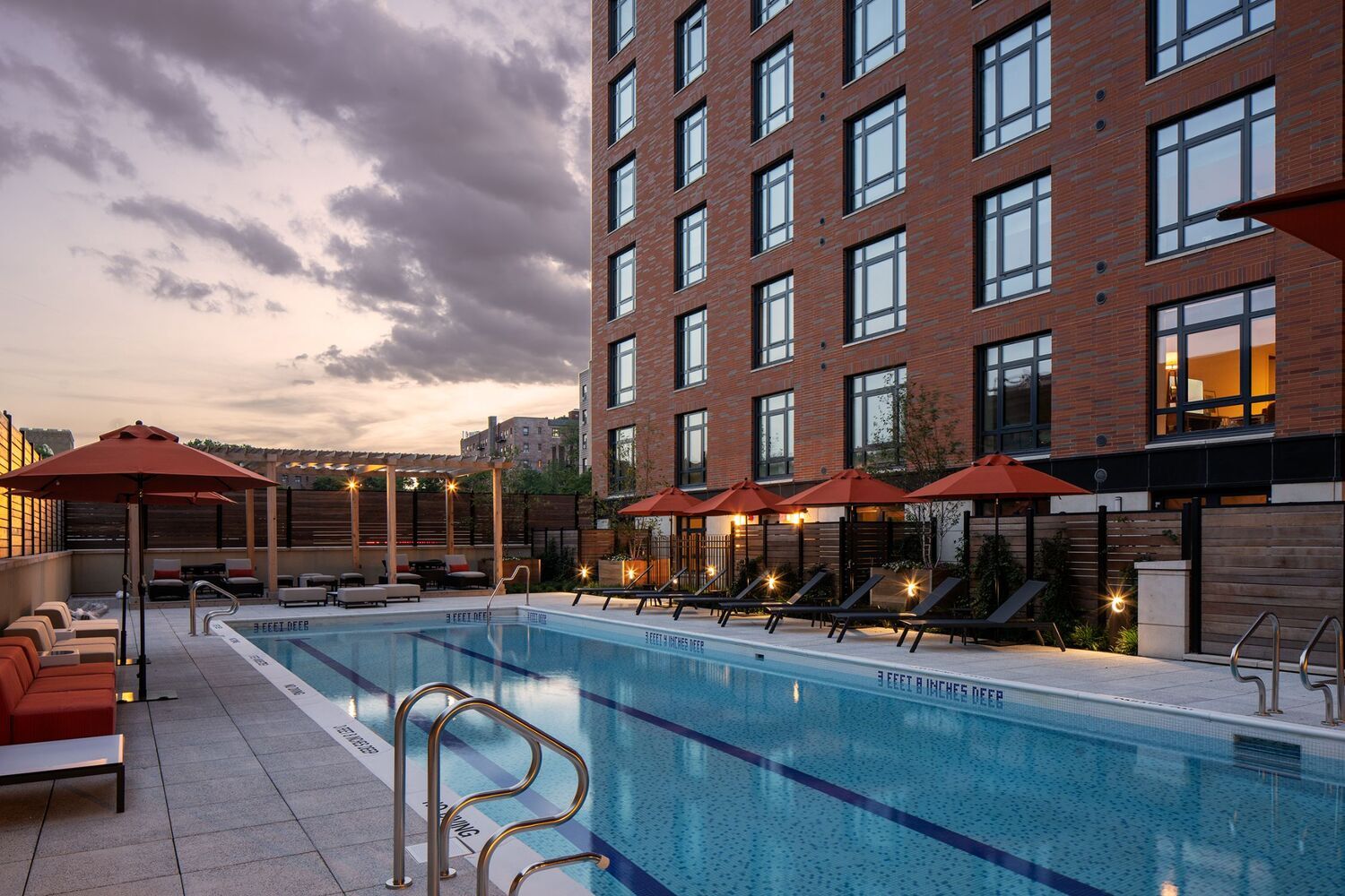 Pool deck at sunset