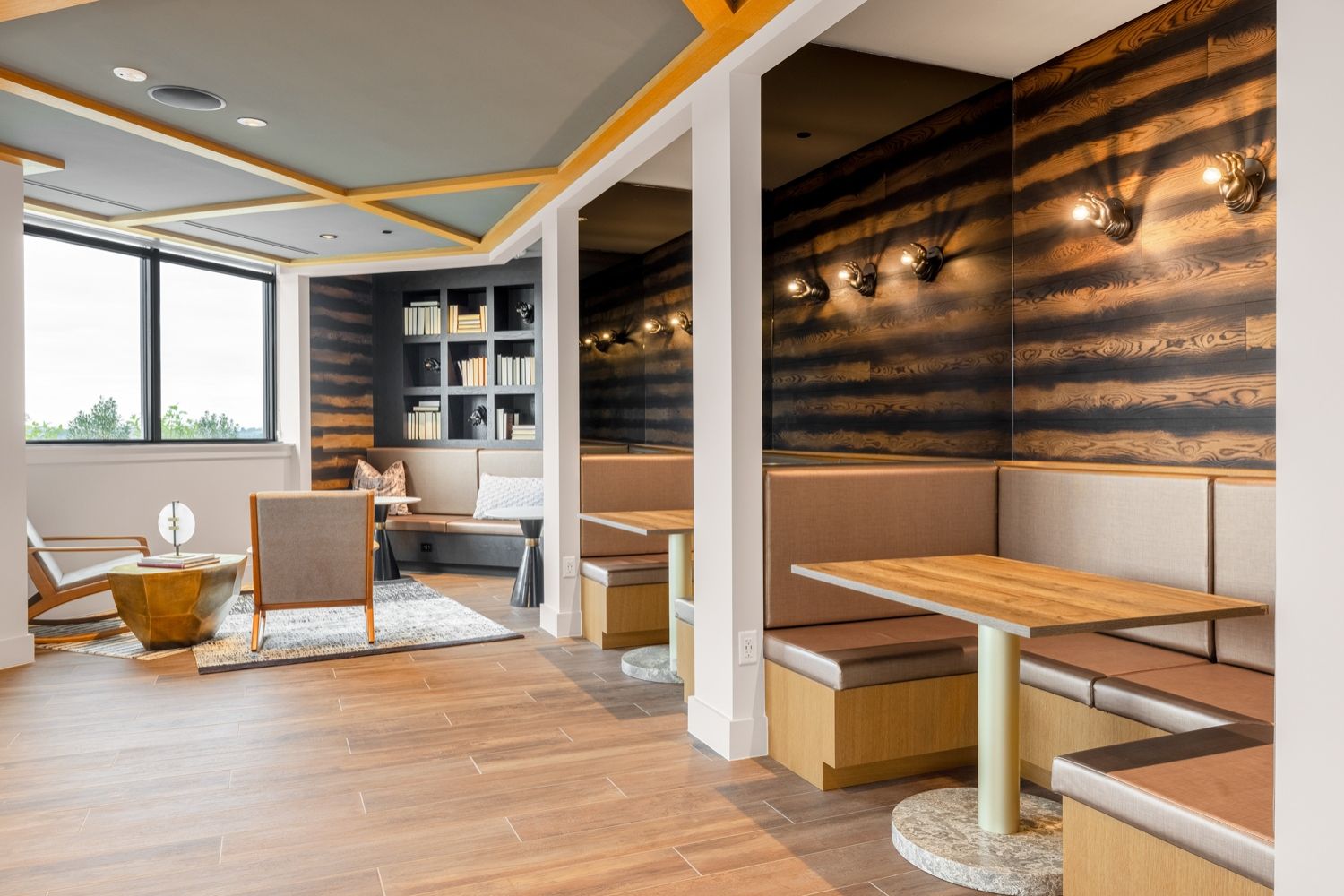 Dedicated work-from-home spaces with rich wooden accents