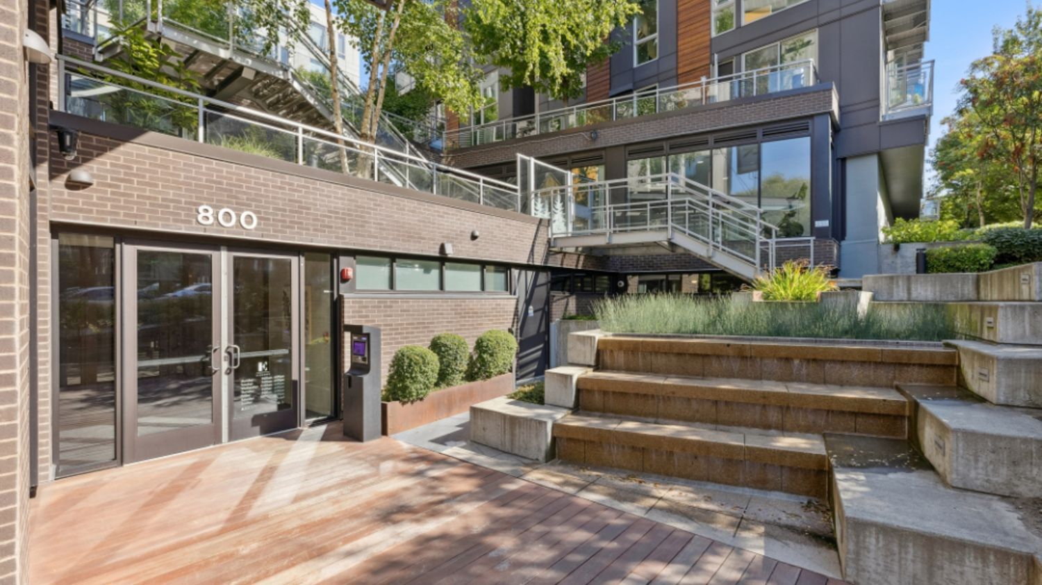 Front entry of Eleanor apartment building