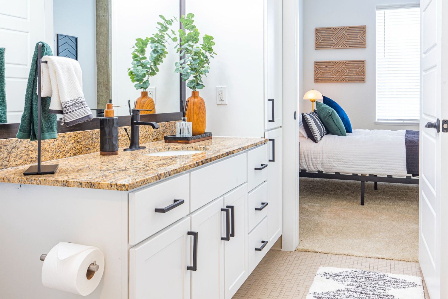 Modern bathroom with ample lighting