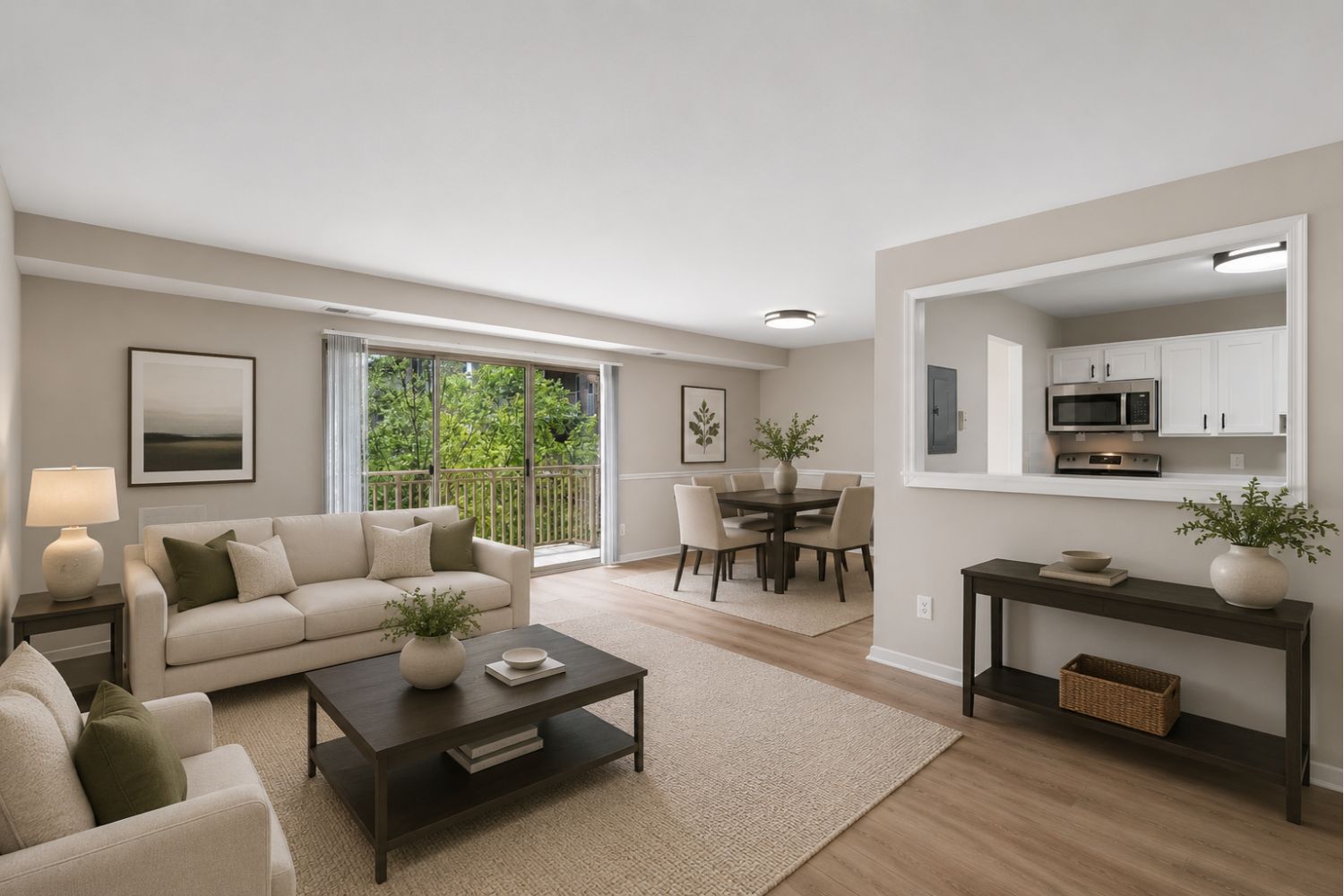 Spacious and welcoming, this living room offers the perfect setting for quiet evenings and casual gatherings