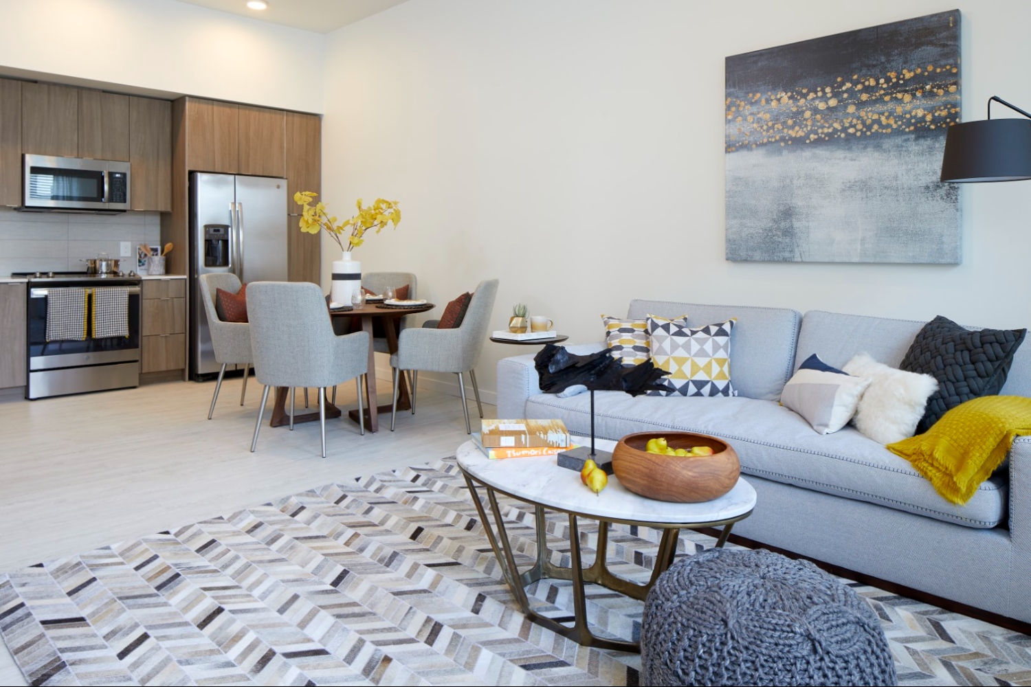 Living area with natural light and upscale design elements in Issaquah, WA