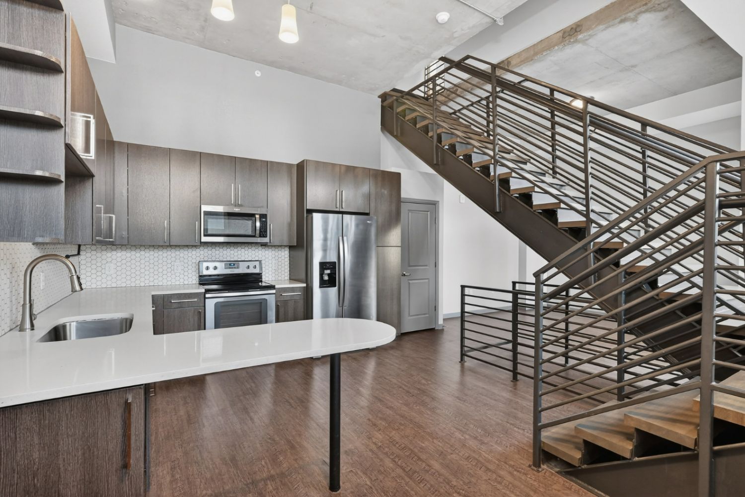 Luxury kitchen interior with modern finishes and built-in appliances