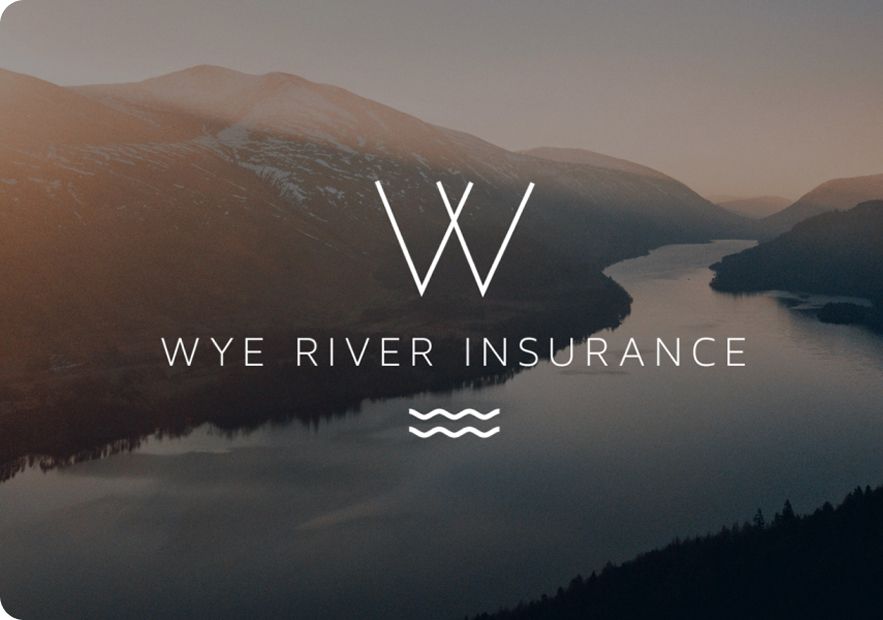 Logo of Wye River Insurance with a scenic river and mountains in the background.